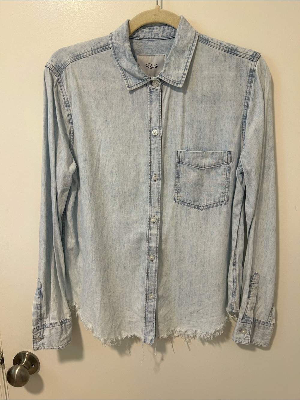 Rails Light Wash Denim Button-Down Shirt - Pale Blue